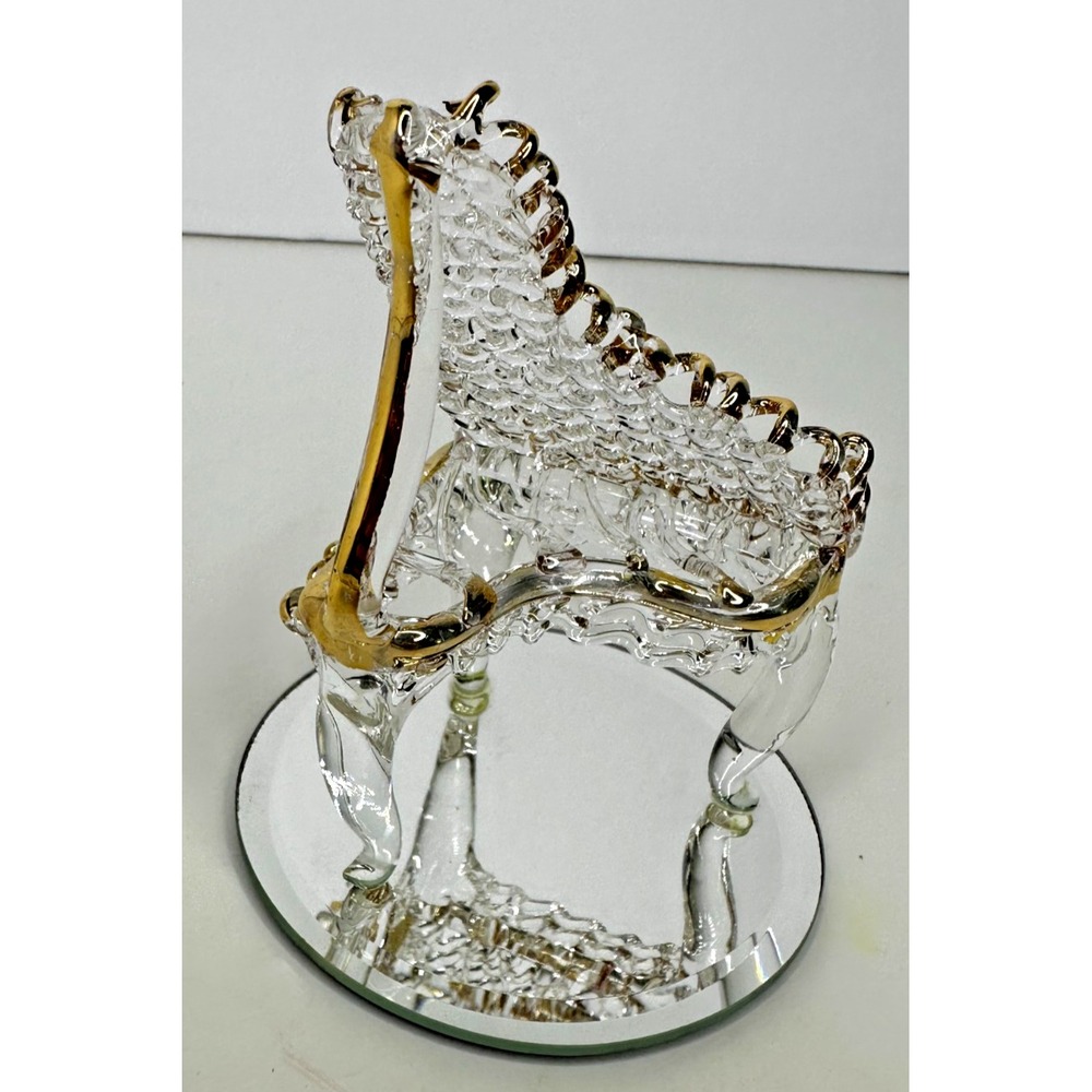 Spun Glass Baby Grand Piano Gold Edge tabletop Decor Music 4" Tall